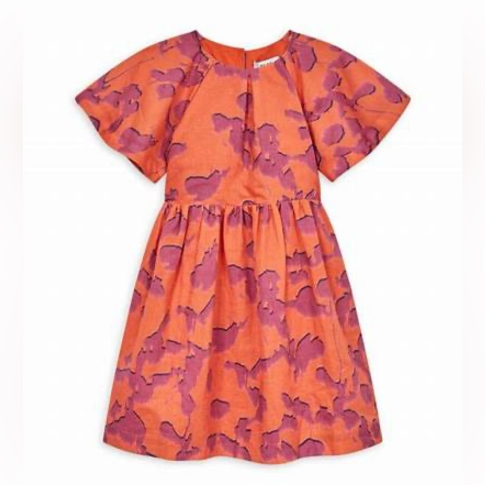 REISS
Girl's Jeanie Linen Blend Dress, Orange with Fuchsia flowers, size 11-12Y
